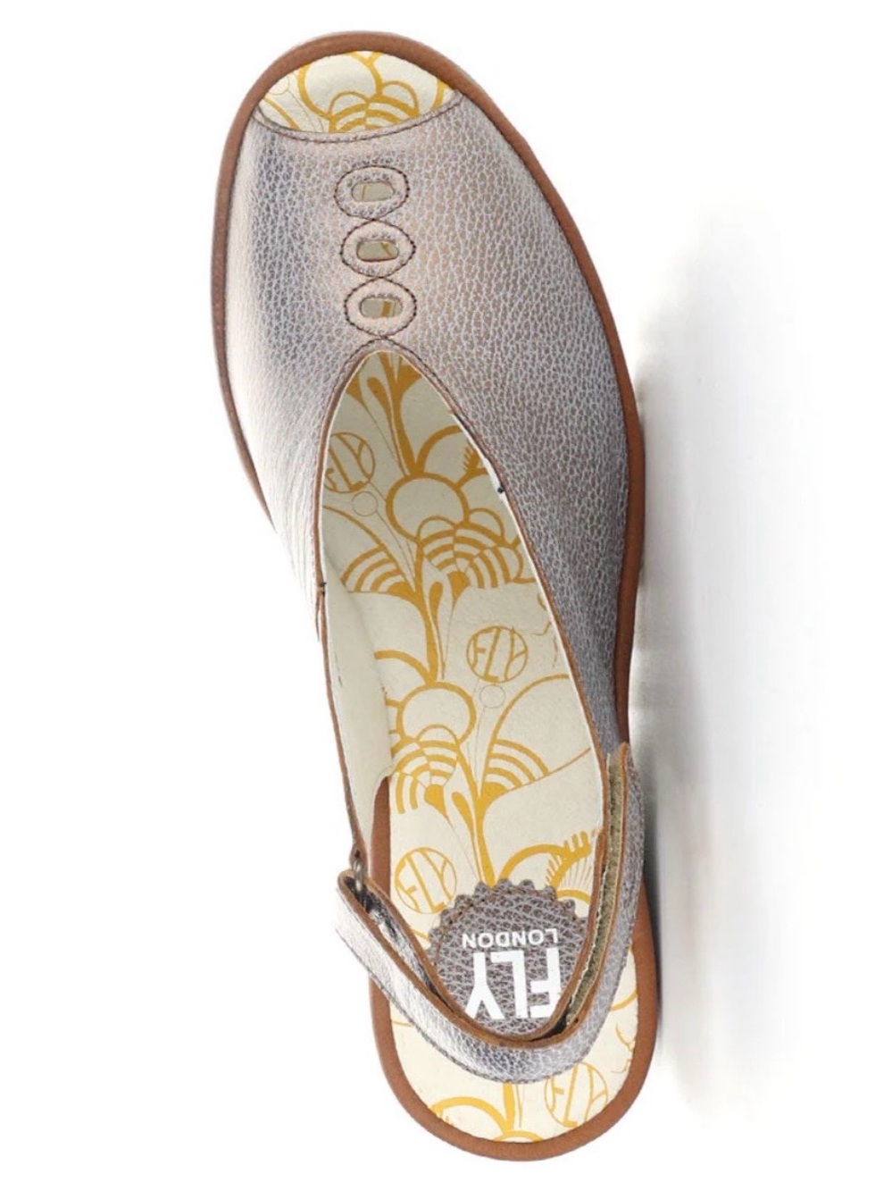 Fly London Metallic Silver nubuck peep toe Slingback Mule